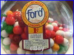 FORD GUM & MACHINE CO. INC. 1 CENT GUMBALL MACHINE VINTAGE 1950s WithMARQUEE