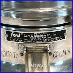 Ford Gum Ball Machine Penny Glass Silver 1 One Cent Globe Excellent Vintage 1940