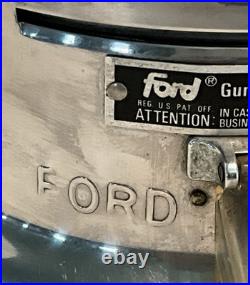 Ford Gum Ball Machine Penny Glass Silver 1 One Cent Globe Excellent Vintage 1940