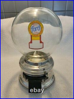 Ford Gumball Machine 10 Cent Vintage Glass Globe