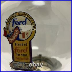 Ford Gumball Machine 10 Cent Vintage Glass Globe With Original Working Lock/key