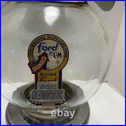 Ford Gumball Machine 10 Cent Vintage Glass Globe With Topper And Lock/Key