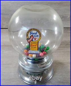 From Texas Vintage Antique Penny 1c Ford Gum Gumball Machine Glass Globe