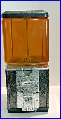 Gum Ball Machine Quarters Square Black Silver Metal Plastic Globe 1970s Vintage
