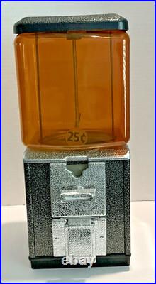 Gum Ball Machine Quarters Square Black Silver Metal Plastic Globe 1970s Vintage