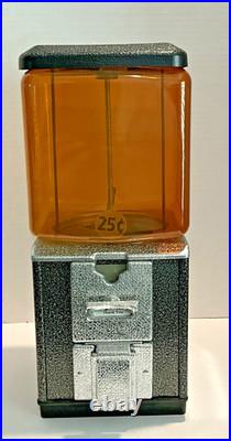 Gum Ball Machine Quarters Square Black Silver Metal Plastic Globe 1970s Vintage