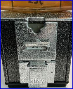 Gum Ball Machine Quarters Square Black Silver Metal Plastic Globe 1970s Vintage