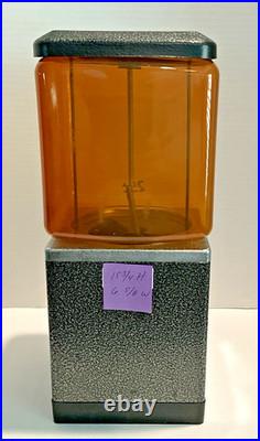 Gum Ball Machine Quarters Square Black Silver Metal Plastic Globe 1970s Vintage