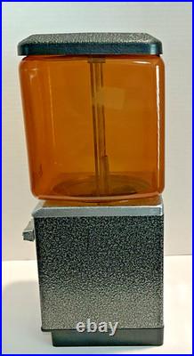Gum Ball Machine Quarters Square Black Silver Metal Plastic Globe 1970s Vintage
