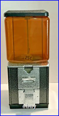 Gum Ball Machine Quarters Square Black Silver Metal Plastic Globe 1970s Vintage