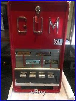 Gum Machine 5 cent vintage vending machine Red Wall Mounted vintage