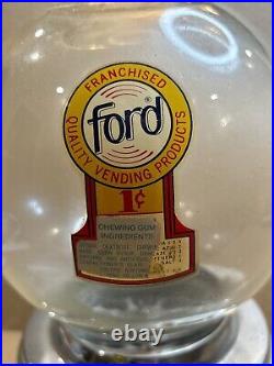 Gumball Machine Ford 1 Cent Vintage Glass Globe 1 penny H & W Machine Company