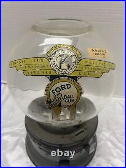 Gumball Machine Ford 1 Cent Vintage Glass Globe Lock/Key