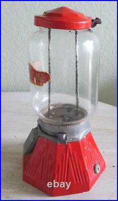 Gumball Machine VTG 1920s Northwestern Try Some 1 Cent Red Counter Iron Base