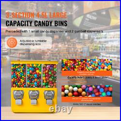 Gumball Machine Vending Coin Bank Vintage Candy Dispenser Stand Yellow