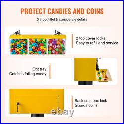 Gumball Machine Vending Coin Bank Vintage Candy Dispenser Stand Yellow