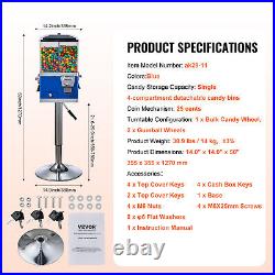 Gumball Machine with Stand Vending Coin Bank Vintage Candy Dispenser Bule Gumball Machine with Stand Vending Coin Bank Vintage Candy Dispenser Bule