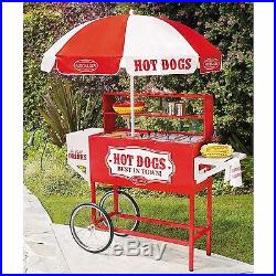 Hot Dog Stand Cart Mobile Food Concession Kiosk Carnival Vintage Retro Umbrella