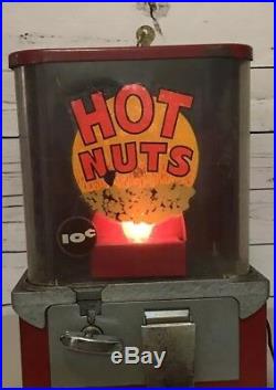 Hot Nuts 10 Cent Vending Machine With Light Has Plug & Key Works Vintage RARE