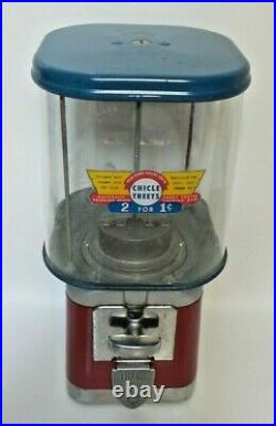 Iconic Vintage OAK ACORN 1 Penny Gumball Machine, Original Paint, Key Works