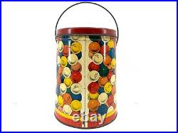 Jaw Teasers breaker Gumball machine candy store tin litho pail can clown Vintage