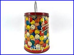 Jaw Teasers breaker Gumball machine candy store tin litho pail can clown Vintage