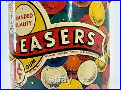 Jaw Teasers breaker Gumball machine candy store tin litho pail can clown Vintage
