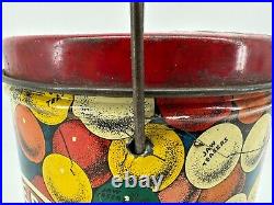 Jaw Teasers breaker Gumball machine candy store tin litho pail can clown Vintage