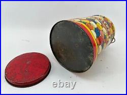 Jaw Teasers breaker Gumball machine candy store tin litho pail can clown Vintage