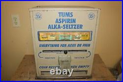Large Vintage 1950's Tums Aspirin Alka-Seltzer 35c Metal Vending Machine WithKeys
