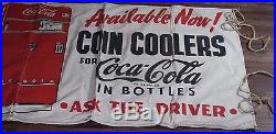 Large Vintage Coca Cola Vending Machine Store Advertising Banner