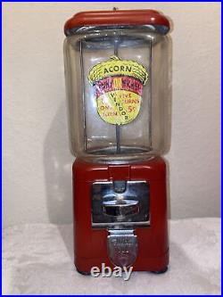 NICE Vintage Old Oak Acorn 1 Cent / 5 Cent Gum Gumball Candy Red Vending Machine
