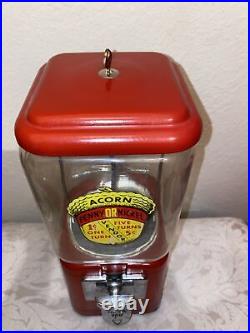 NICE Vintage Old Oak Acorn 1 Cent / 5 Cent Gum Gumball Candy Red Vending Machine