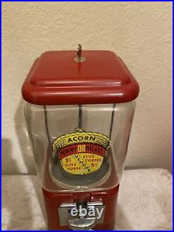 NICE Vintage Old Oak Acorn 1 Cent / 5 Cent Gum Gumball Candy Red Vending Machine