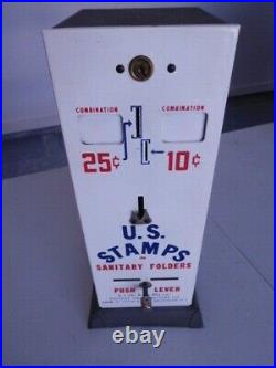 NICE original vintage 25 & 10 cent U. S. STAMPS metal vending machine-U. S. A