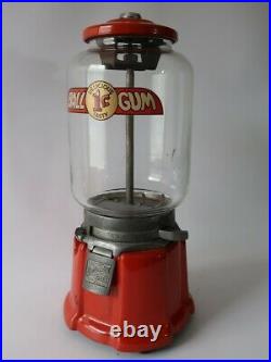 NORTHWESTERN Morris Illinois Vintage One Cent 1 Penny Red Gumball Machine