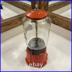 Northwestern 33 Gumball Machine 1930s Red with Key Vintage Porcelain One Cent