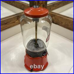 Northwestern 33 Gumball Machine 1930s Red with Key Vintage Porcelain One Cent