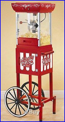 Nostalgia Electrics 10 Cup Vintage Popcorn Cart, 48 Kettle Popper Machine Stand
