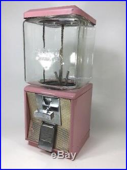 ORIGINAL VINTAGE NORTHWESTERN 10¢ PINK GUMBALL MACHINE WithKEY WORKS! GLASS GLOBE