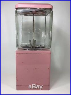 ORIGINAL VINTAGE NORTHWESTERN 10¢ PINK GUMBALL MACHINE WithKEY WORKS! GLASS GLOBE