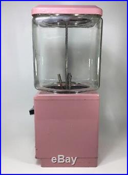 ORIGINAL VINTAGE NORTHWESTERN 10¢ PINK GUMBALL MACHINE WithKEY WORKS! GLASS GLOBE