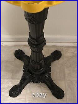 Orginal Vintage Gumball Machine Yellow With Cast Iron Black Stand Works Taiwan