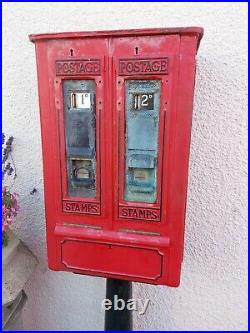 Original Gpo Stamp Vending Machine And Pedestal Rare Post Box Telephone Box