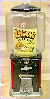 Original Vintage Victor Gum Ball or Peanut 5 Cent Round Barrel Vending Machine