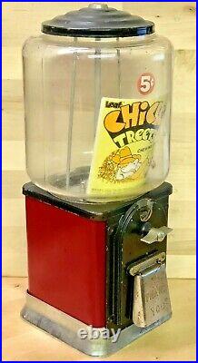 Original Vintage Victor Gum Ball or Peanut 5 Cent Round Barrel Vending Machine