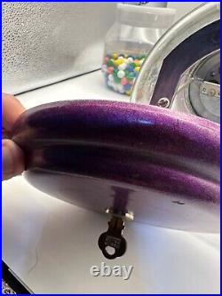 Original with key Vintage 1 cent Acorn Gumball glass globe Purple vending machine