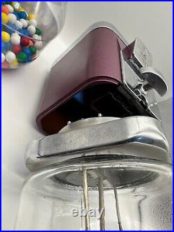 Original with key Vintage 1 cent Acorn Gumball glass globe Purple vending machine