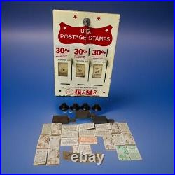 PSSB Vintage US Postage Stamp 3 Slot Dispenser Machine With Keys Accessories