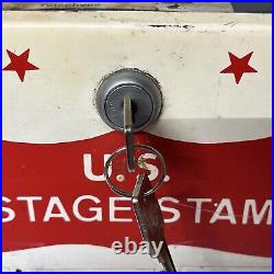 PSSB Vintage US Postage Stamp 3 Slot Dispenser Machine With Keys Accessories